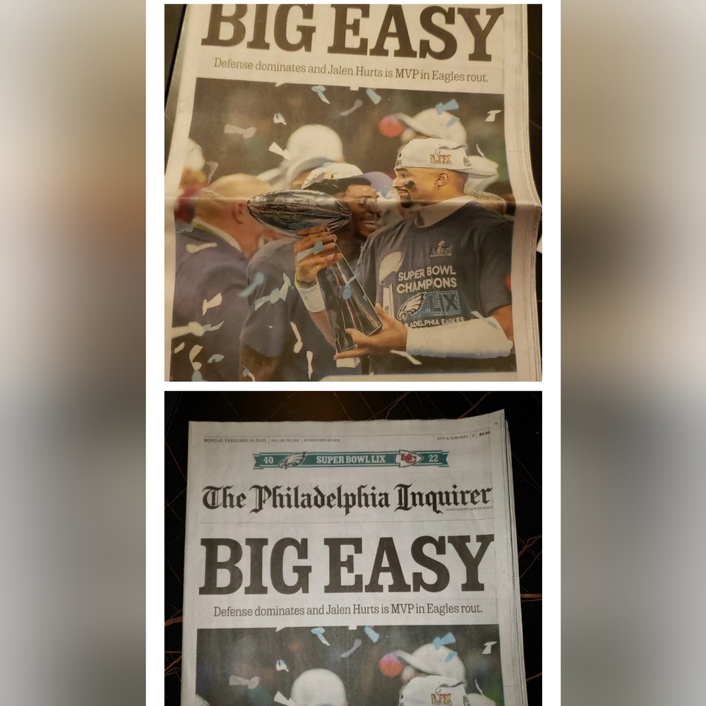 Philadelphia Inquirer Super Bowl Newspaper